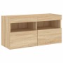 Muebles TV pared con LED 5 pzas madera ingeniería roble Sonoma