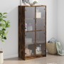 Aparador alto con puertas madera roble ahumado 68x37x142 cm