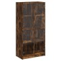 Aparador alto con puertas madera roble ahumado 68x37x142 cm