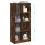 Aparador alto con puertas madera roble ahumado 68x37x142 cm