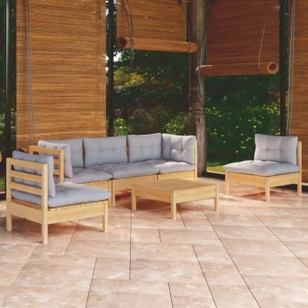 Garden furniture set 6 pieces and cushions solid pine wood by vidaXL, Garden sets - Ref: Foro24-3096189, Price: 443,03 €, Dis...