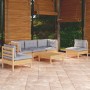Gartenmöbel-Set 6-teilig und Kissen aus massivem Kiefernholz von vidaXL, Gartensets - Ref: Foro24-3096189, Preis: 449,43 €, R...
