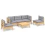 Garden furniture set 6 pieces and cushions solid pine wood by vidaXL, Garden sets - Ref: Foro24-3096189, Price: 443,03 €, Dis...