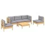 Garden furniture set 6 pieces and cushions solid pine wood by vidaXL, Garden sets - Ref: Foro24-3096189, Price: 443,03 €, Dis...