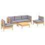 Gartenmöbel-Set 6-teilig und Kissen aus massivem Kiefernholz von vidaXL, Gartensets - Ref: Foro24-3096189, Preis: 449,43 €, R...
