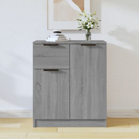 Aparador de madera contrachapada gris Sonoma 60x30x70 cm