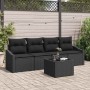 Conjunto de sofá de jardín Manual 5 pcs Negro 55 x 55 x 37 cm