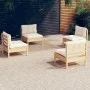 Gartenmöbel 4 Stück Kissen Creme Kiefer Holz von vidaXL, Gartensets - Ref: Foro24-3096028, Preis: 293,59 €, Rabatt: %