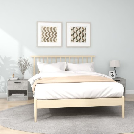 Mesita de noche 2 uds madera contrachapada gris hormigón