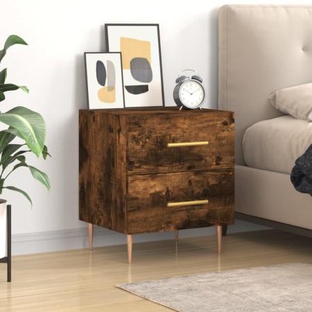 Mesita de noche madera ingeniería roble ahumado 40x35x47,5 cm