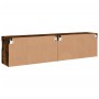Muebles TV de pared luces LED 2 uds roble ahumado 80x30x40 cm