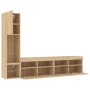 Muebles TV pared con LED 4 pzas madera ingeniería roble Sonoma