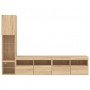 Muebles TV pared con LED 4 pzas madera ingeniería roble Sonoma