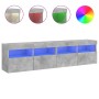 Muebles TV de pared luces LED 2 uds gris hormigón 80x30x40 cm