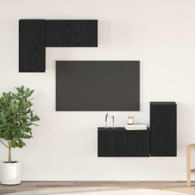 Juego de Muebles para TV 4 pcs Roble negro 60 x 30 x 30 cm