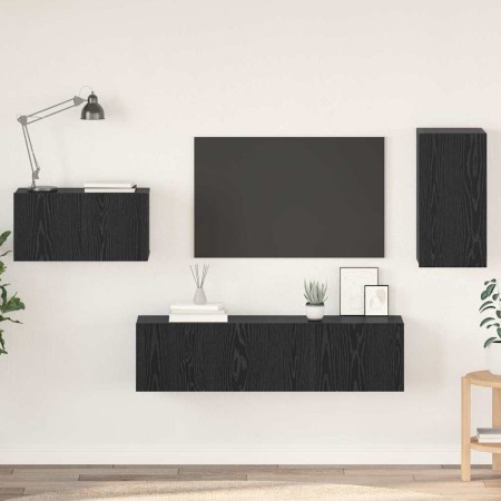 Conjunto de mueble de TV 4 pcs Roble negro 30.5 x 30 x 60 cm