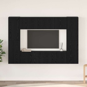 Conjunto de mueble de TV 8 pcs Roble negro 181 x 30 x 120 cm