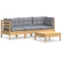 Gartenmöbel Set 4 Stück und Kissen Kiefernholz von vidaXL, Gartensets - Ref: Foro24-3096105, Preis: 311,78 €, Rabatt: %