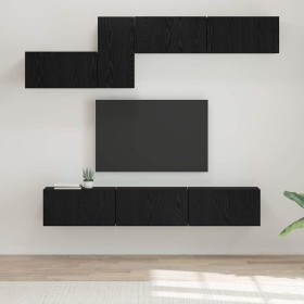 Conjunto de mueble de TV 7 pcs Roble negro 60 x 30 x 30 cm