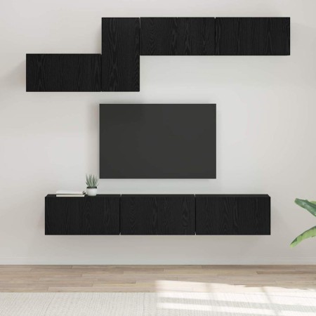 Conjunto de mueble de TV 7 pcs Roble negro 60 x 30 x 30 cm