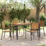 Sillas de Exterior 4 pcs Crema, Marrón