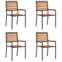 Sillas de Exterior 4 pcs Crema, Marrón