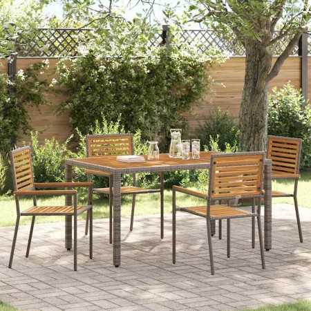 Sillas de Exterior 4 pcs Gris, Marrón