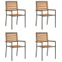 Sillas de Exterior 4 pcs Gris, Marrón