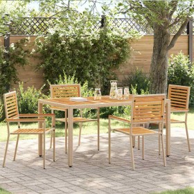 Sillas de Exterior 4 pcs Crema, Marrón