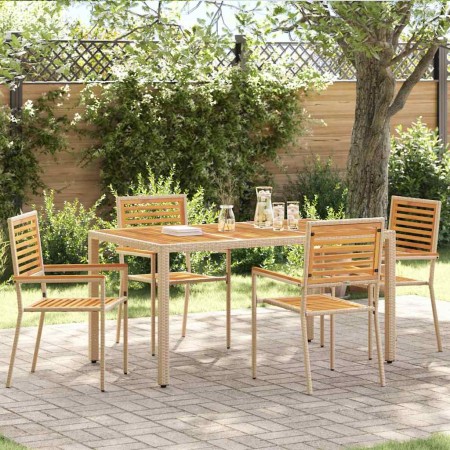 Sillas de Exterior 4 pcs Crema, Marrón