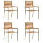 Sillas de Exterior 4 pcs Crema, Marrón