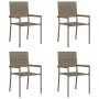 Sillas de Exterior 4 pcs Gris, Marrón
