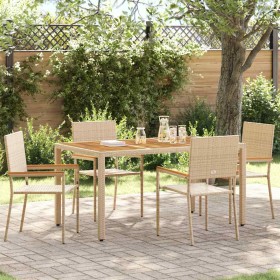 Sillas de Exterior 4 pcs Crema, Marrón