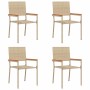 Sillas de Exterior 4 pcs Crema, Marrón