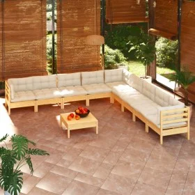 Gartenmöbel 10 Stück und Kissen solide Creme Kiefer Holz von vidaXL, Gartensets - Ref: Foro24-3096821, Preis: 783,43 €, Rabat...
