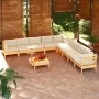 Garden furniture 10 pieces and solid pine wood cream cushions by vidaXL, Garden sets - Ref: Foro24-3096821, Price: 825,18 €, ...