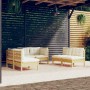 Garden furniture set 6 pieces with solid pine wood cream cushions by vidaXL, Garden sets - Ref: Foro24-3096208, Price: 465,18...