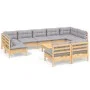 Gartenmöbel-Set 10-teilig und Kissen aus massivem Kiefernholz von vidaXL, Gartensets - Ref: Foro24-3097204, Preis: 734,48 €, ...