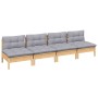 4-Sitzer-Gartensofa mit massiven grauen Kiefernholzkissen von vidaXL, Outdoor-Sofas - Ref: Foro24-3096123, Preis: 278,89 €, R...