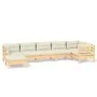 Muebles de jardín 7 pzas y cojines madera maciza de pino crema de vidaXL, Conjuntos de jardín - Ref: Foro24-3096550, Precio: ...