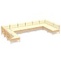 Gartenmöbel 10 Stück und Kissen aus massivem cremefarbenem Kiefernholz von vidaXL, Gartensets - Ref: Foro24-3097187, Preis: 8...