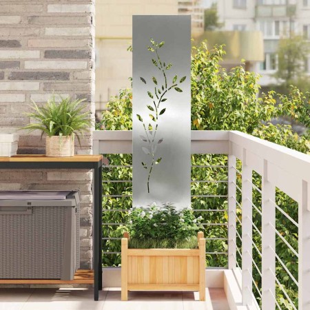 Panel Decorativo de Jardín Plateado 32 x 140 cm