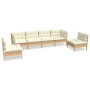 Garden furniture 6 pieces and cushions solid cream pine wood by vidaXL, Garden sets - Ref: Foro24-3096196, Price: 465,18 €, D...