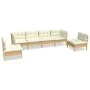 Gartenmöbel 6-teilig und Kissen aus massivem cremefarbenem Kiefernholz von vidaXL, Gartensets - Ref: Foro24-3096196, Preis: 4...