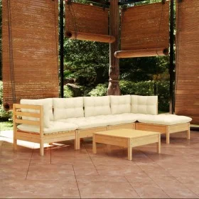 Garden furniture 6 pieces cream pine wood cushions by vidaXL, Garden sets - Ref: Foro24-3096364, Price: 465,18 €, Discount: %