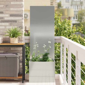 Macetero de Jardín con Panel Decorativo Plateado 50 x 140 cm