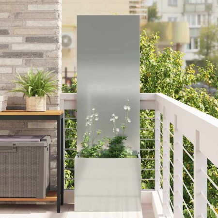 Macetero de Jardín con Panel Decorativo Plateado 50 x 140 cm