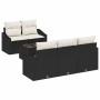 Conjunto de sofá de jardín 6 pcs Negro y crema 55 x 55 x 37 cm