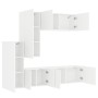 Muebles de TV de pared 5 piezas madera de ingeniería blanco