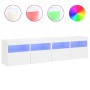 Muebles de TV de pared con luces LED 2 uds blanco 80x30x40 cm